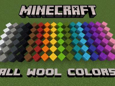 Bloques de lana en los 16 colores diferentes en Minecraft