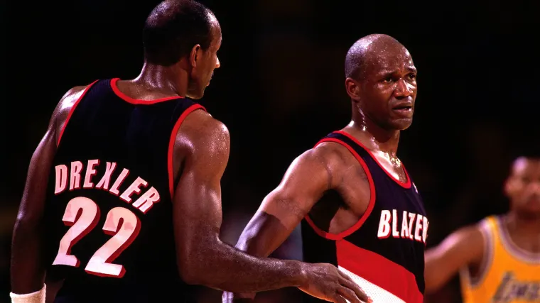 Terry Porter y Clyde Drexler