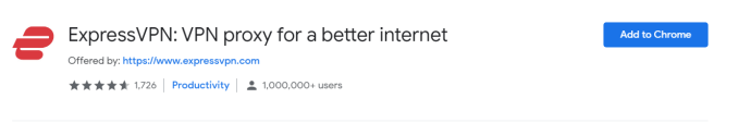 Página de la tienda de Chrome de ExpressVPN