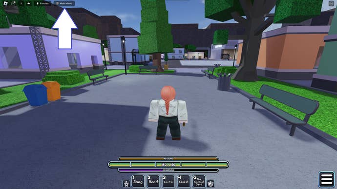 Kuvakaappaus Eternal Battlegroundsista Robloxissa, jossa näkyy pelin päävalikkopainike.