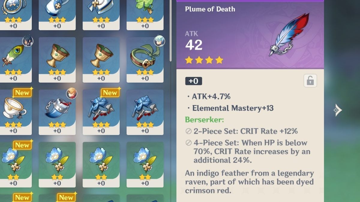 Artefact berserker Genshin Impact