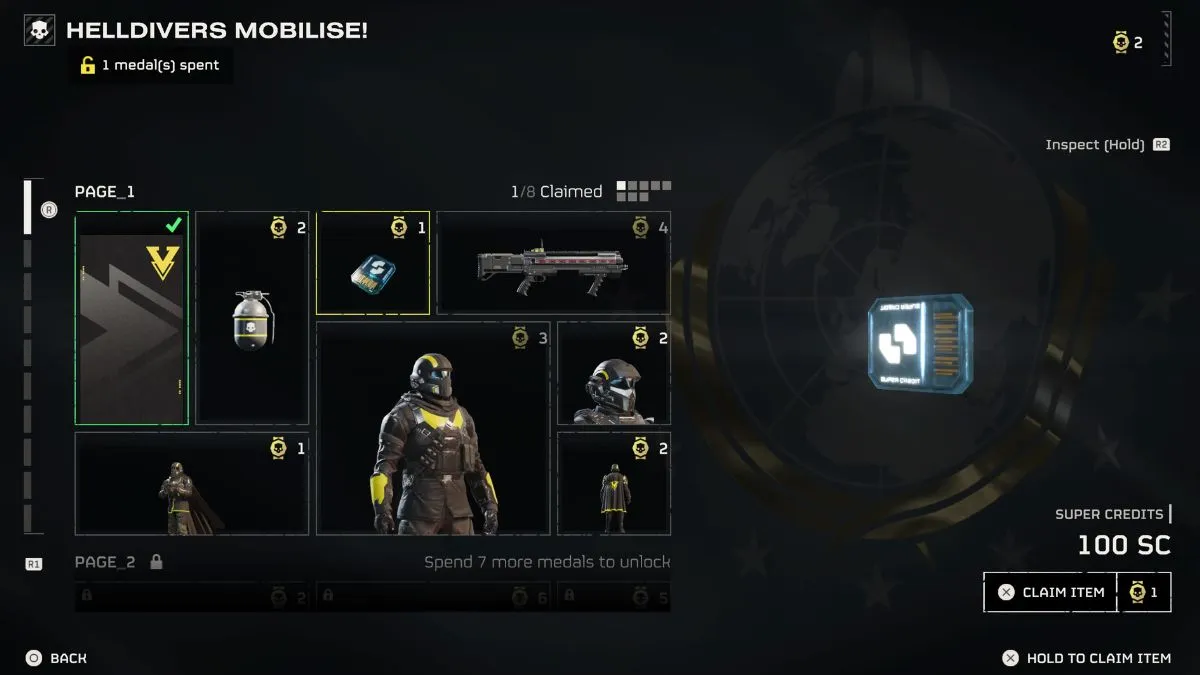 super crédits dans les acquisitions menu warbond helldivers 2