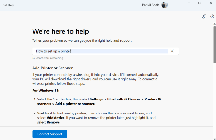 Utilisez l'application Obtenir de l'aide sous Windows