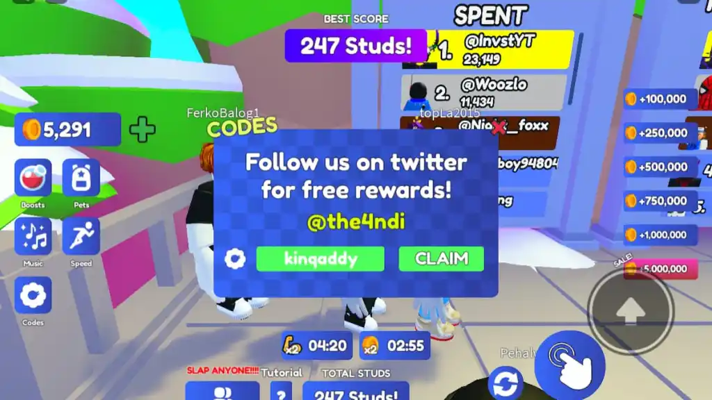 Roblox Jusquou pouvez vous gifler les codes