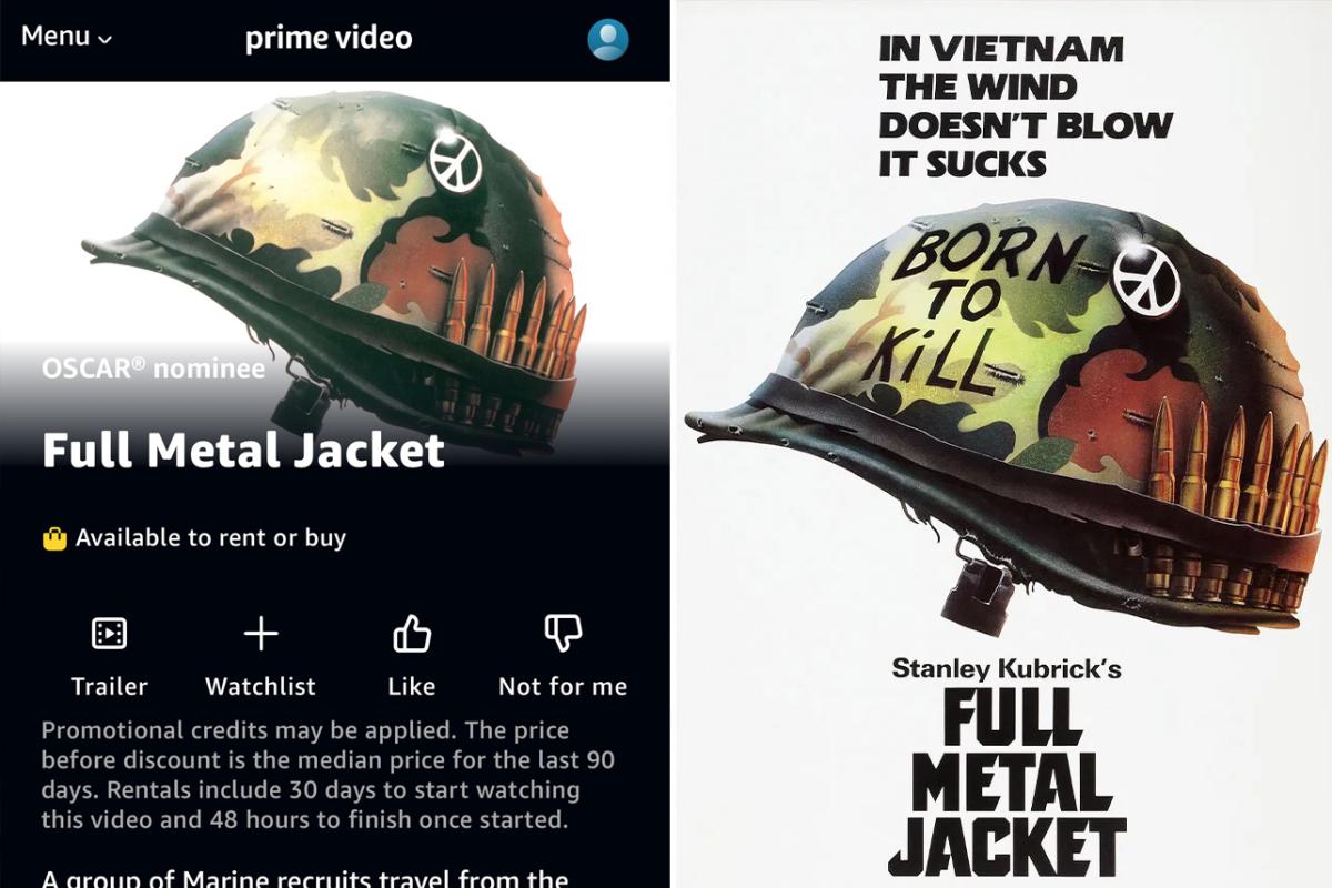 Amazon censure lillustration Full Metal Jacket pour supprimer le slogan