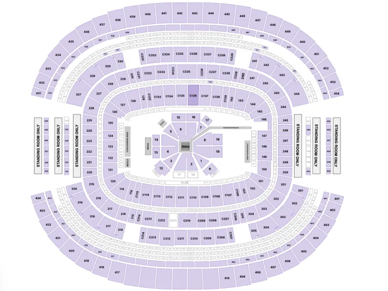 Jake Paul - Plan de salle de Mike Tyson - Stade AT&T Jake Paul - Plan de salle de Mike Tyson - Stade AT&T