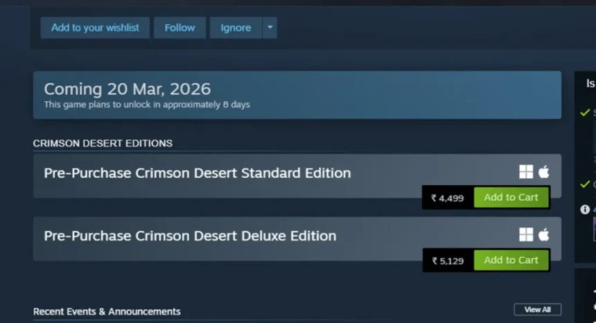 Comment precharger Crimson Desert sur PC PS5 et Xbox