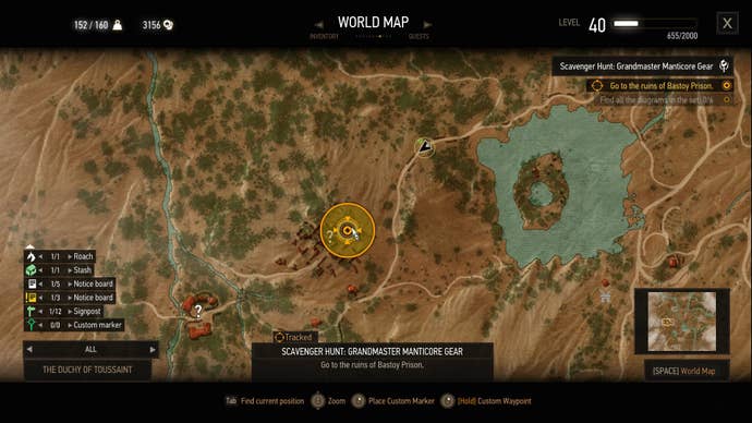 Attrezzatura scolastica di The Witcher 3 Manticore come ottenere i