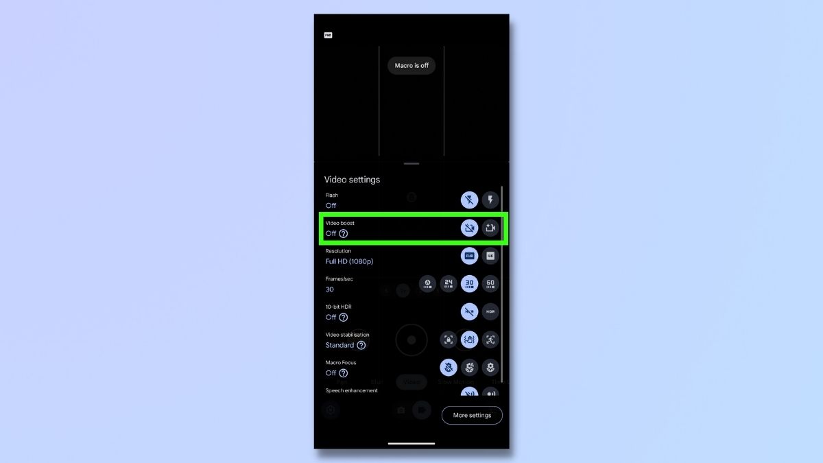 screenshot che mostra come utilizzare Pixel 8 Pro Video Boost: attiva l'ottimizzazione video