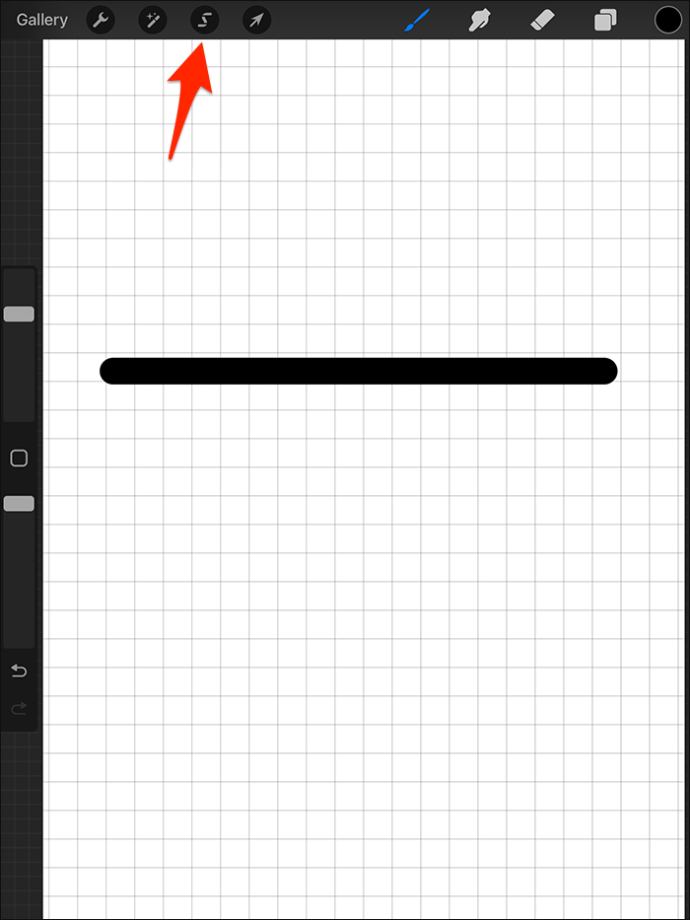 Procreate の選択ツールをタップする