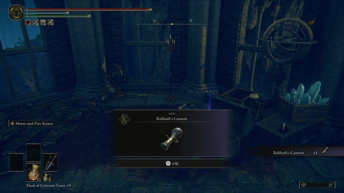 De Bezoedelde verzamelen het kanon van Rabbath uit Rabbath's Rise in Elden Ring Shadow of the Erdtree.