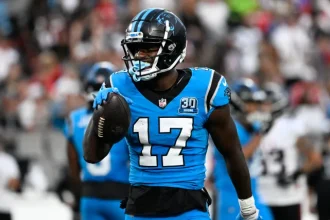 Gdzie stoi Xavier Legette w zatloczonej sali WR Panthers Jeffa