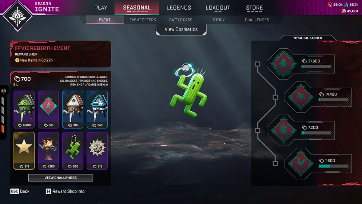 Loja de eventos em Apex Legends e Final Fantasy 7 Rebirth Event