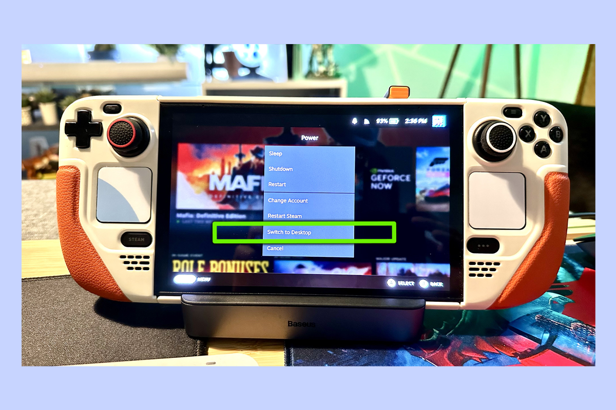 Tela do menu OLED do Steam Deck.