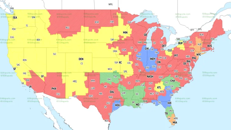 Pełna mapa zasięgu 14. tygodnia NFL dla CBS i regionalnych transmisji Fox Dan Treacy