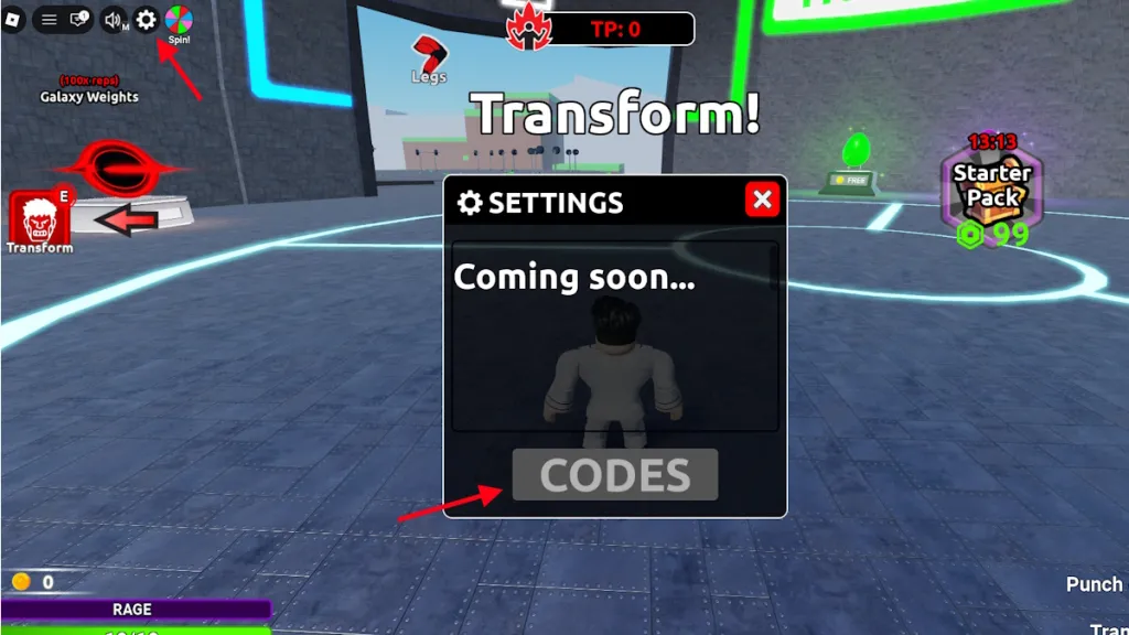 resgatar códigos do Muscle Transform Simulator