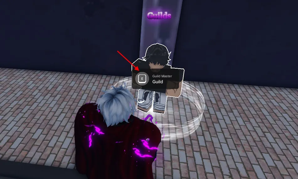 Fale com o NPC Mestre da Guilda
