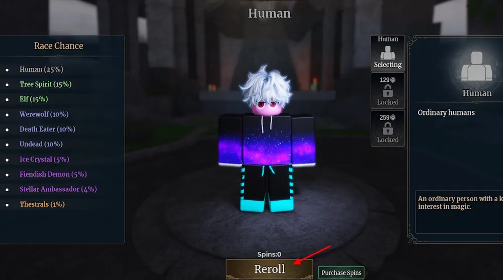 Rassenwurf und Kauf in Wizard Alchemy