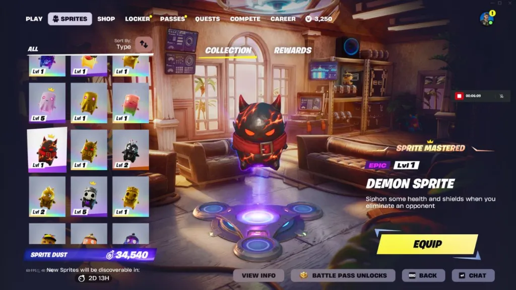 Dämonen-Sprite in der Fortnite Sprite-Sammlung