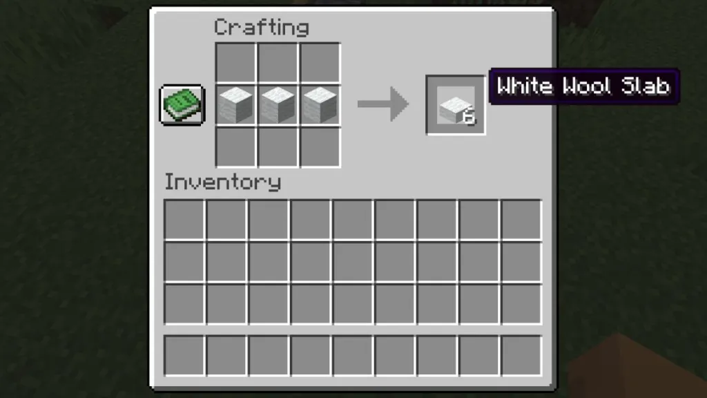 สูตรประดิษฐ์ Minecraft Wool Slab