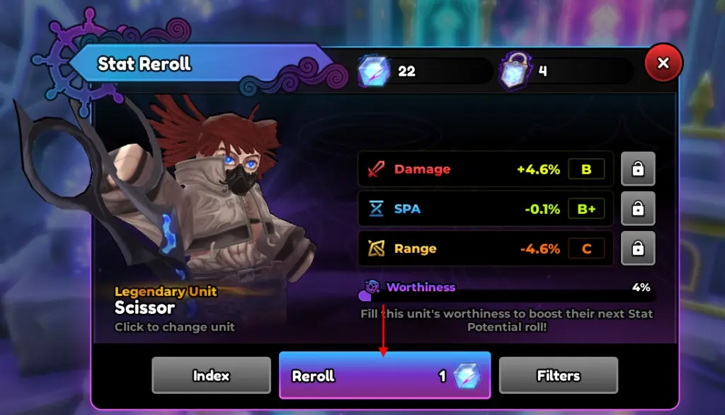 Reroll chỉ số trong Anime Expeditions