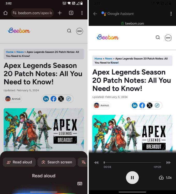 read texts out loud on Android using Google Assistant