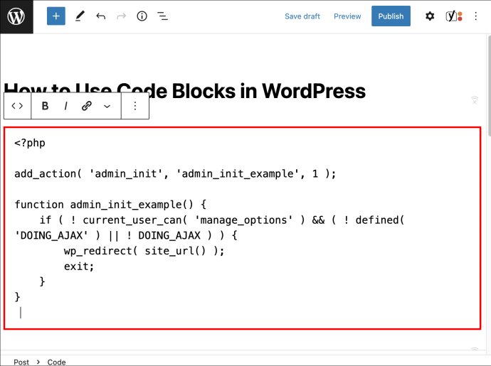 1711038929 110 How to use code blocks in WordPress