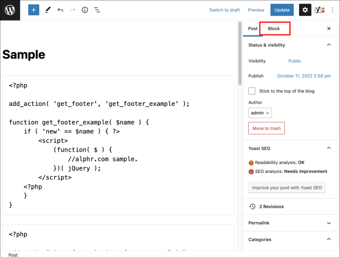 1711038931 64 How to use code blocks in WordPress