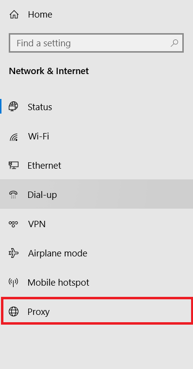 Network and Internet side menu