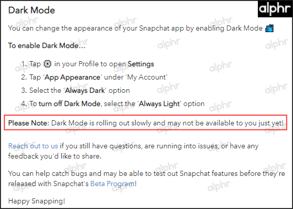 How to enable dark mode on Snapchat
