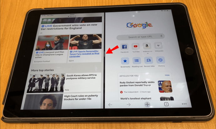 How to remove split screen on iPad