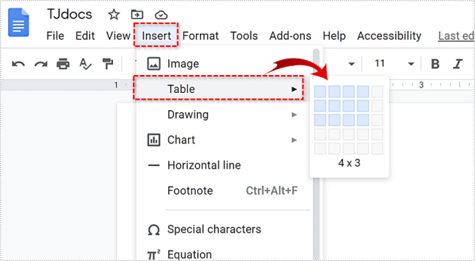 How to delete table lines from Google Docs
