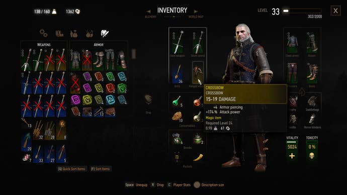 The Witcher 3 How to equip and use the crossbow