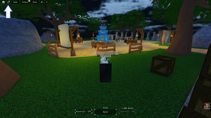 A screenshot of Card RNG in Roblox showing the chat icon.