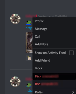 Discord notifies a user when you kick or tear it