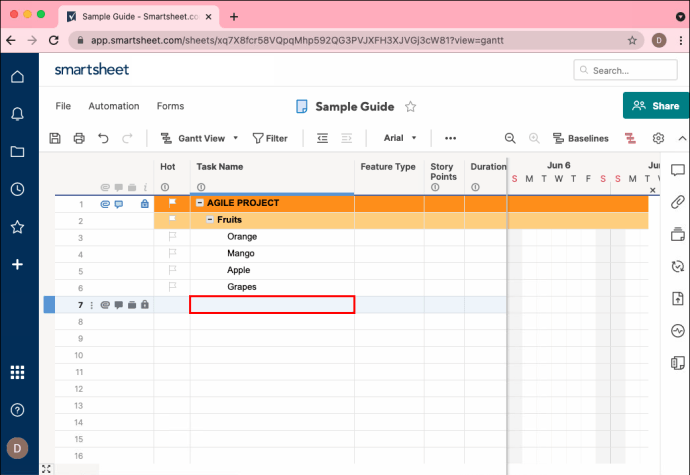 How to add a subtask in Smartsheet