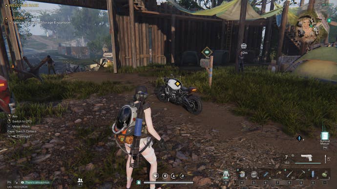 The player approaches Mary's motorcycle in Once Human