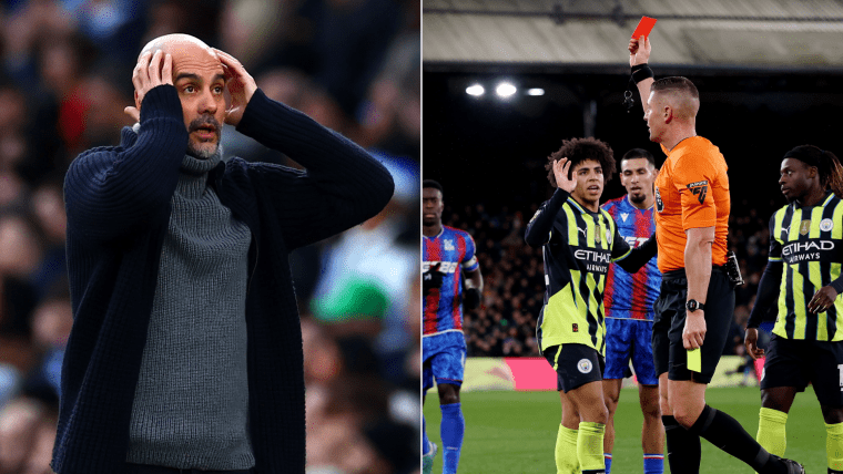 Pep Guardiolas Baffling Commentary Following Rico Lewiss Red Card Against